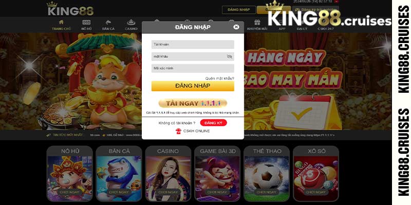 Các bước đăng nhập king88 siêu nhanh và đơn giản