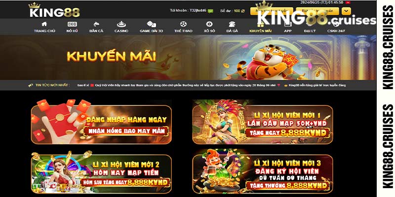 Nhà cái king88 phát hành nhiều khuyến mãi hấp dẫn