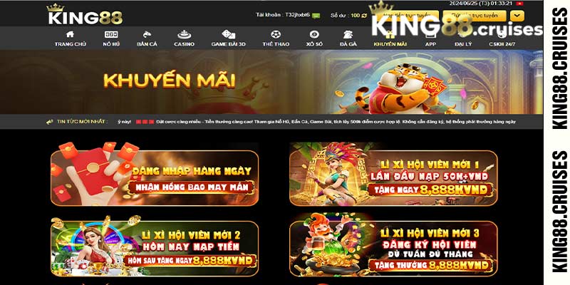 Sảnh bắn cá đổi thưởng king88 nhiều ưu đãi khuyến mãi hấp dẫn